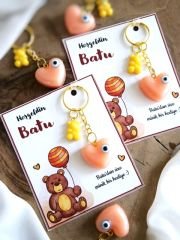 Ayıcıklı Kalp Anahtarlık