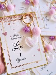 Ponponlu Kalp Anahtarlık