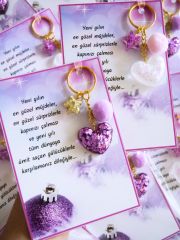 Ponponlu Kalp Anahtarlık