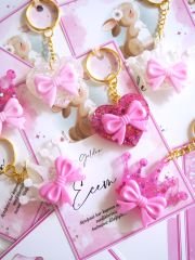 Fiyonklu Kalp ve Taç Anahtarlık